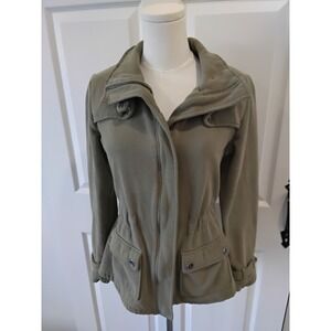 ROXY Womens Khaki Utility Jacket Drawstring Waist Military Style Size M